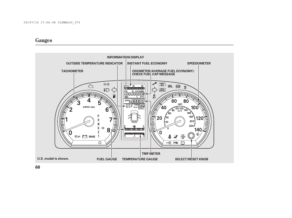 Gauges | HONDA 2010 CR-V User Manual | Page 74 / 446