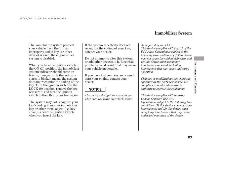 Immobilizer system | HONDA 2010 CR-V User Manual | Page 89 / 446