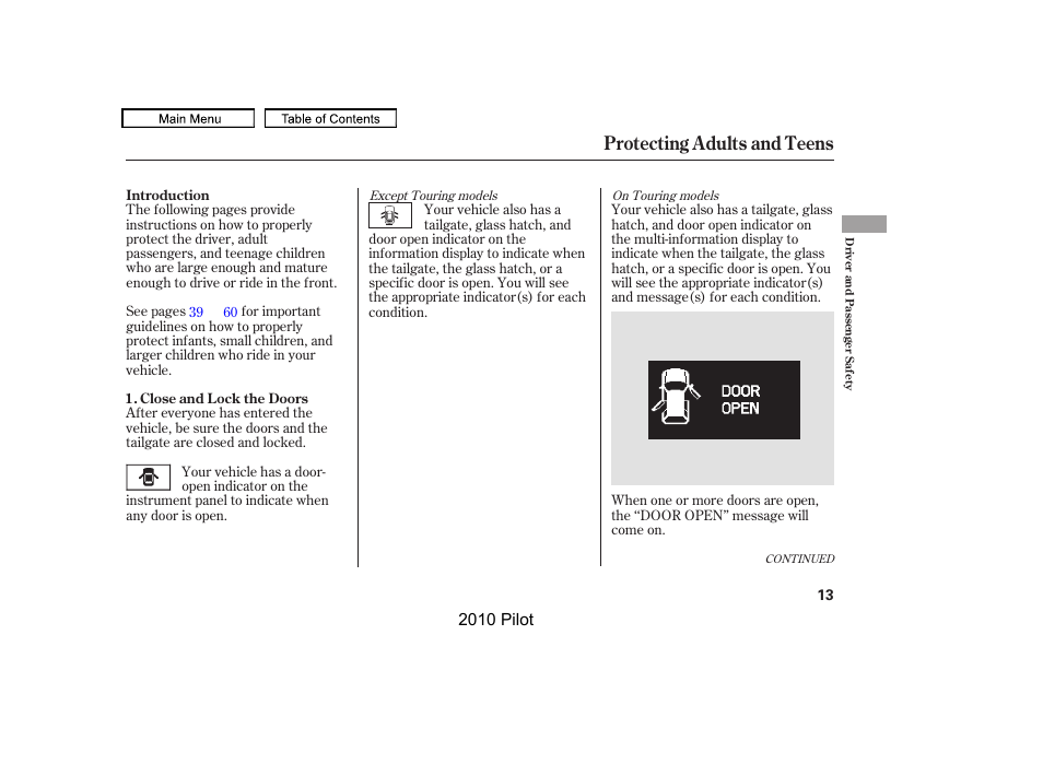 Protecting adults and teens | HONDA 2010 Pilot User Manual | Page 17 / 575