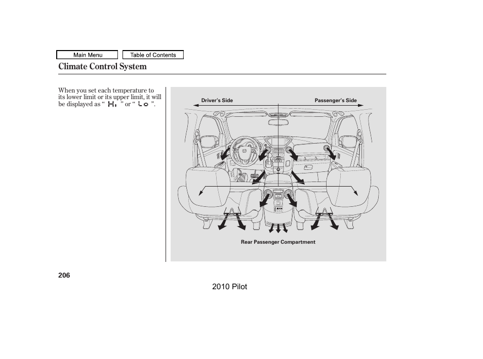 Climate control system | HONDA 2010 Pilot User Manual | Page 210 / 575