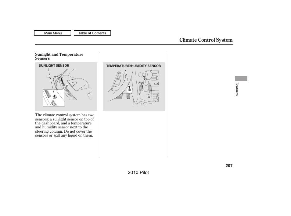 Climate control system | HONDA 2010 Pilot User Manual | Page 211 / 575