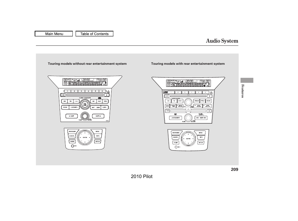 Audio system | HONDA 2010 Pilot User Manual | Page 213 / 575