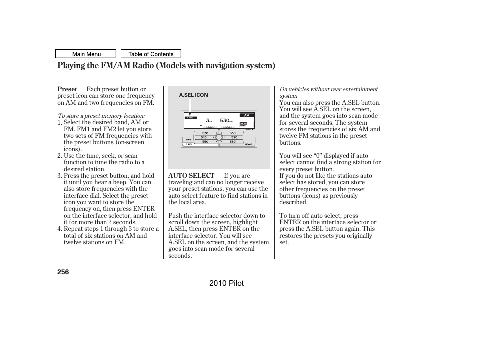 HONDA 2010 Pilot User Manual | Page 260 / 575