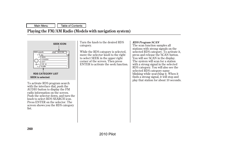 HONDA 2010 Pilot User Manual | Page 264 / 575