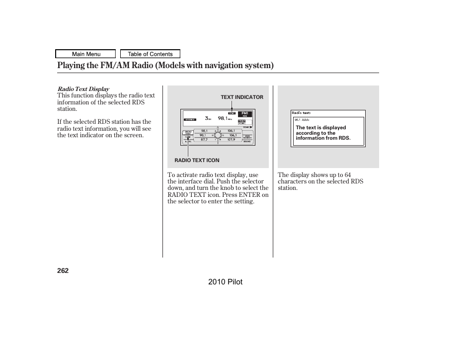 HONDA 2010 Pilot User Manual | Page 266 / 575