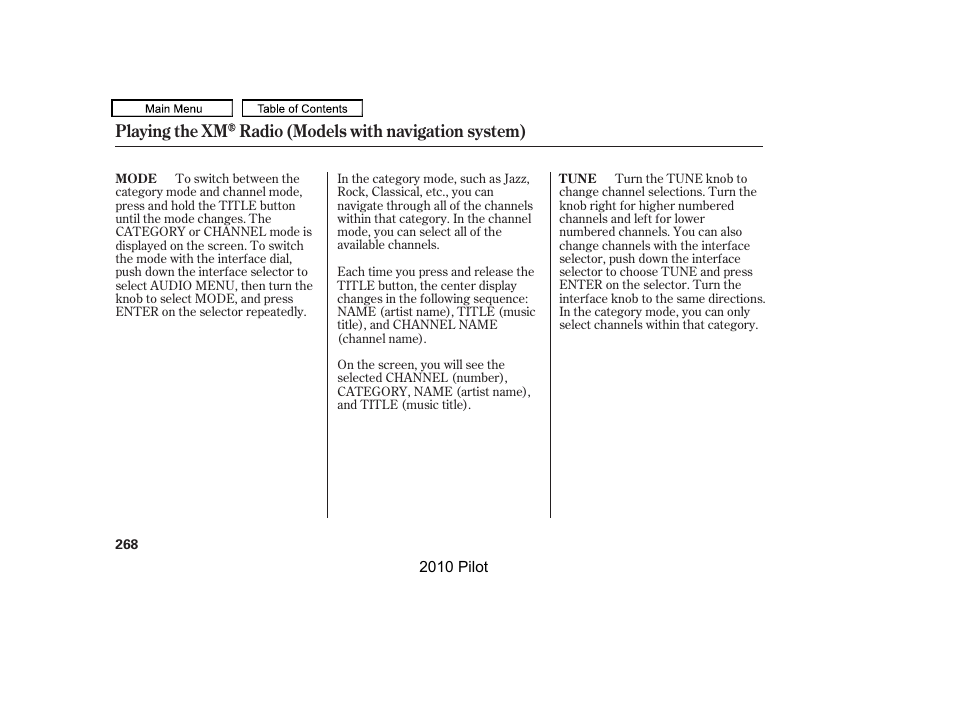 HONDA 2010 Pilot User Manual | Page 272 / 575