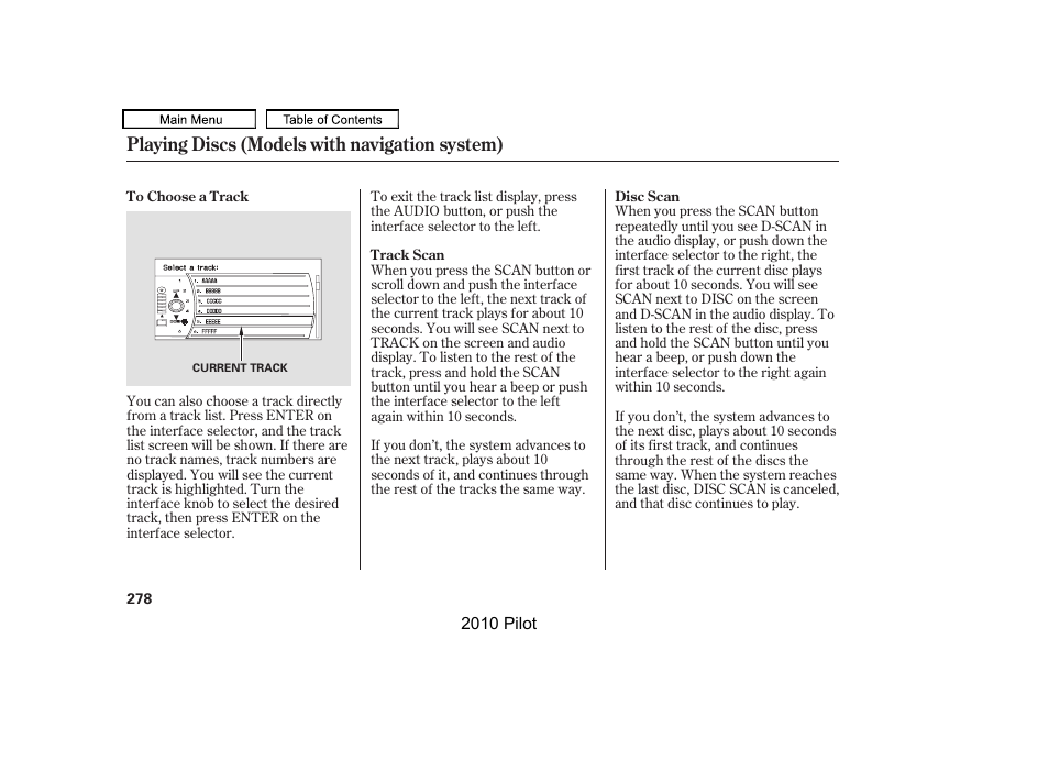 Playing discs (models with navigation system) | HONDA 2010 Pilot User Manual | Page 282 / 575