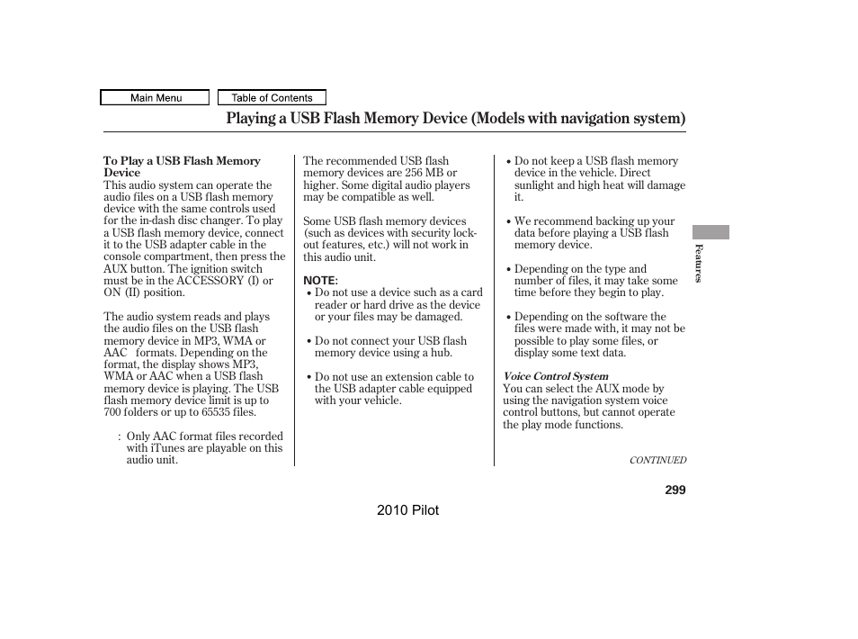 HONDA 2010 Pilot User Manual | Page 303 / 575