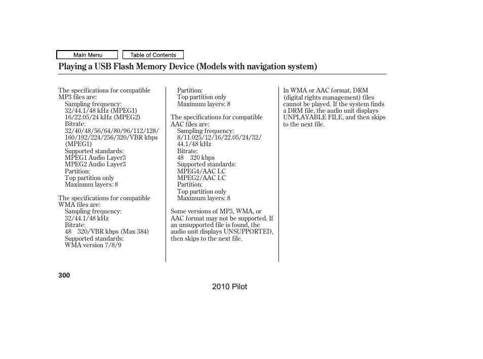 HONDA 2010 Pilot User Manual | Page 304 / 575