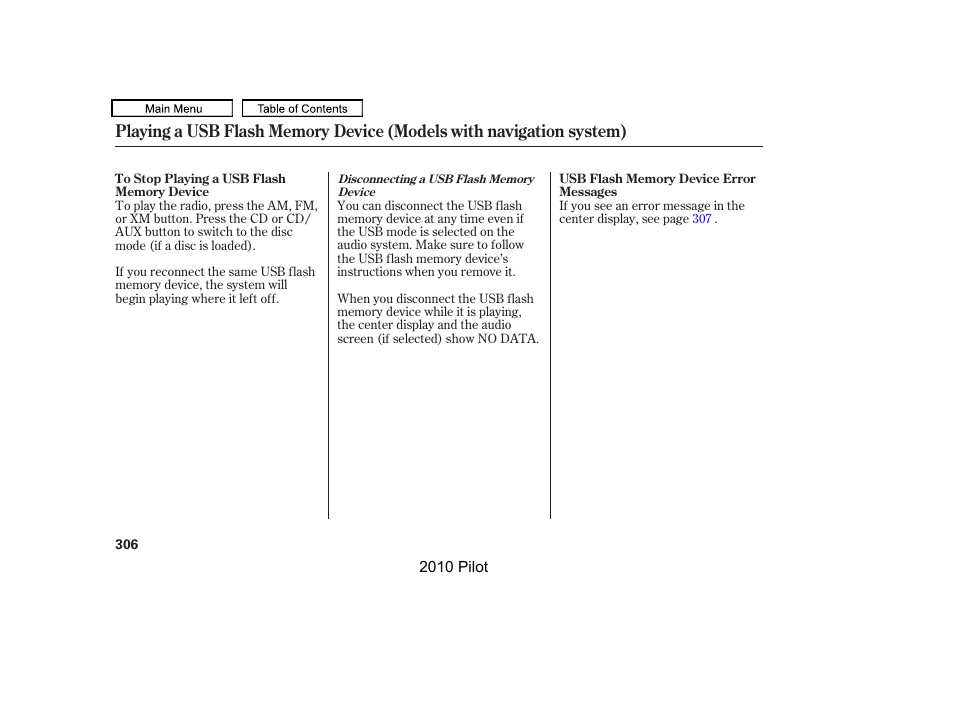 HONDA 2010 Pilot User Manual | Page 310 / 575