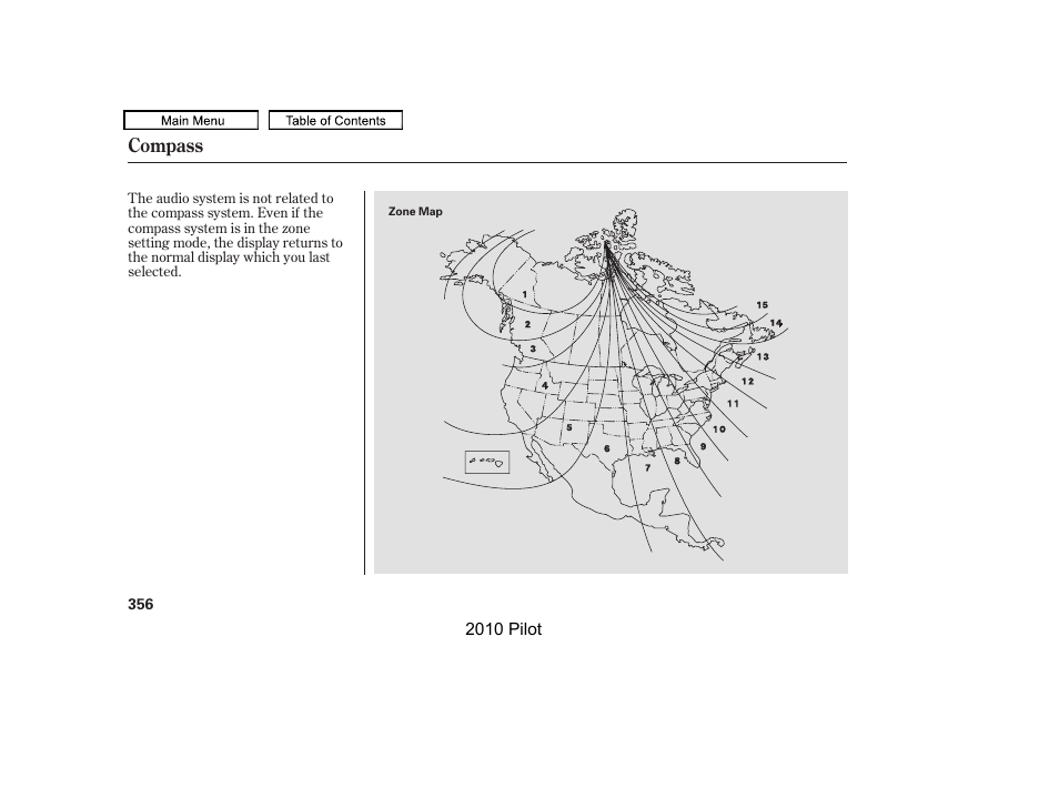 Compass | HONDA 2010 Pilot User Manual | Page 360 / 575