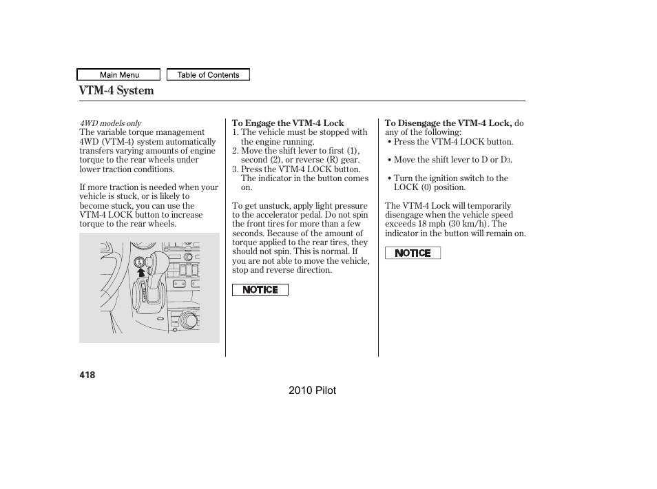 Vtm-4 system | HONDA 2010 Pilot User Manual | Page 422 / 575