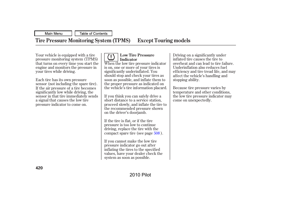 HONDA 2010 Pilot User Manual | Page 424 / 575