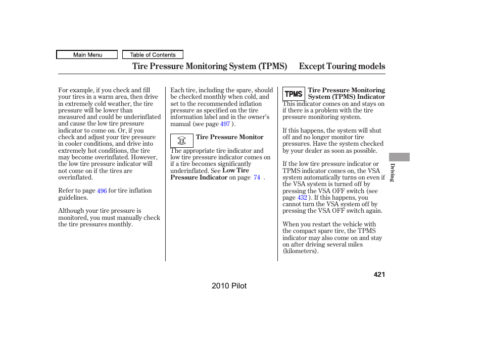 HONDA 2010 Pilot User Manual | Page 425 / 575