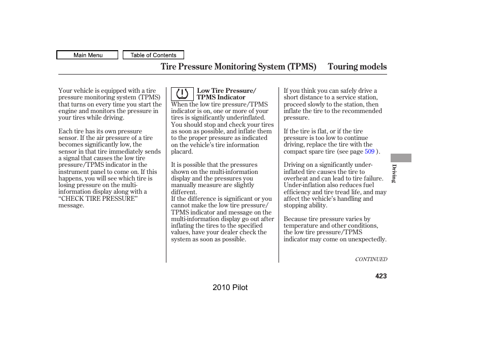 HONDA 2010 Pilot User Manual | Page 427 / 575