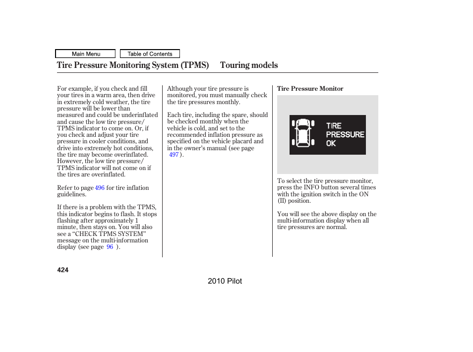 HONDA 2010 Pilot User Manual | Page 428 / 575