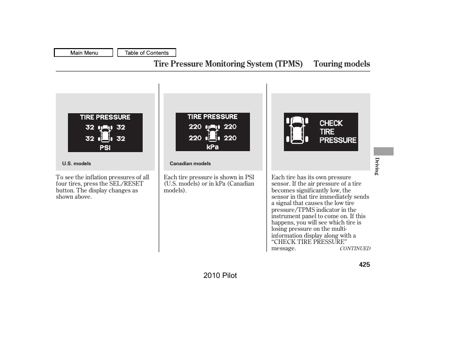 HONDA 2010 Pilot User Manual | Page 429 / 575