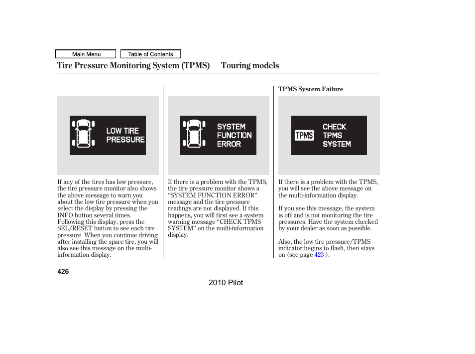 HONDA 2010 Pilot User Manual | Page 430 / 575