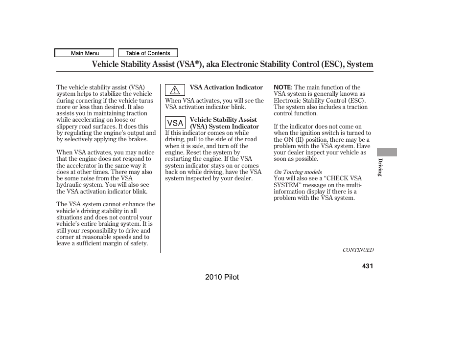 HONDA 2010 Pilot User Manual | Page 435 / 575