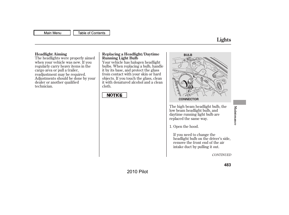 Lights | HONDA 2010 Pilot User Manual | Page 487 / 575