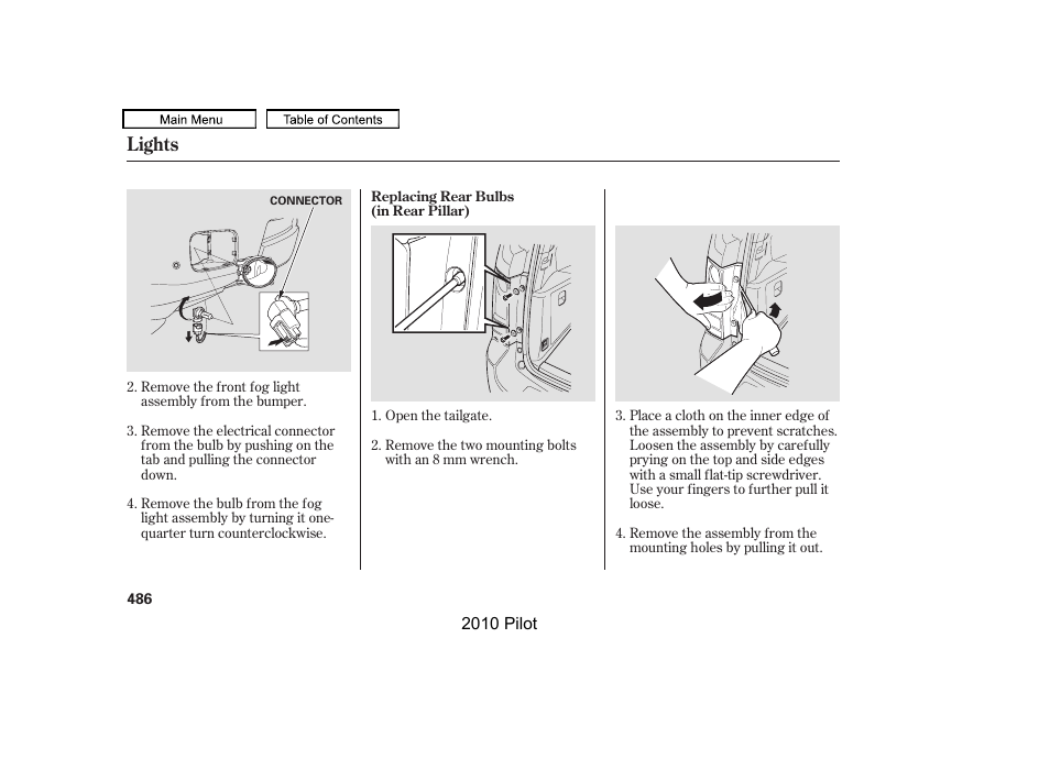 Lights | HONDA 2010 Pilot User Manual | Page 490 / 575