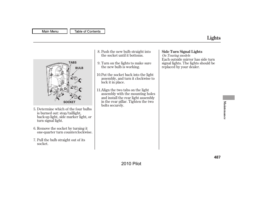 Lights | HONDA 2010 Pilot User Manual | Page 491 / 575