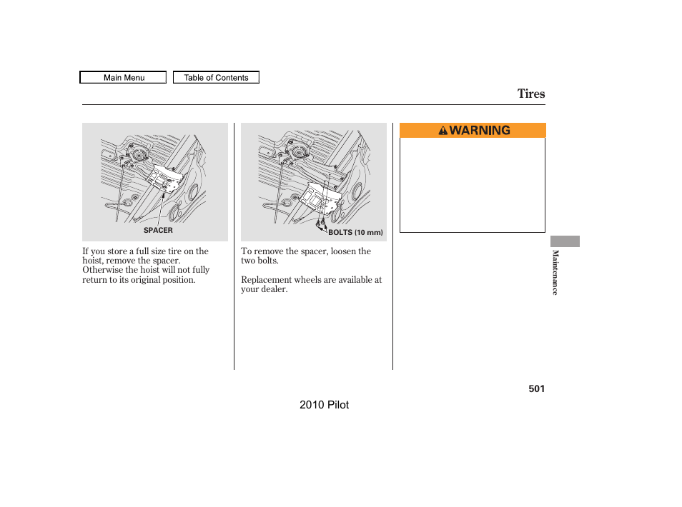 Tires | HONDA 2010 Pilot User Manual | Page 505 / 575