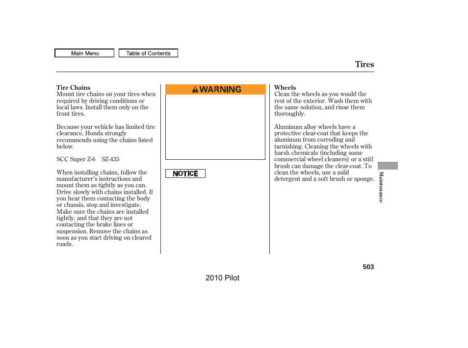 Tires | HONDA 2010 Pilot User Manual | Page 507 / 575