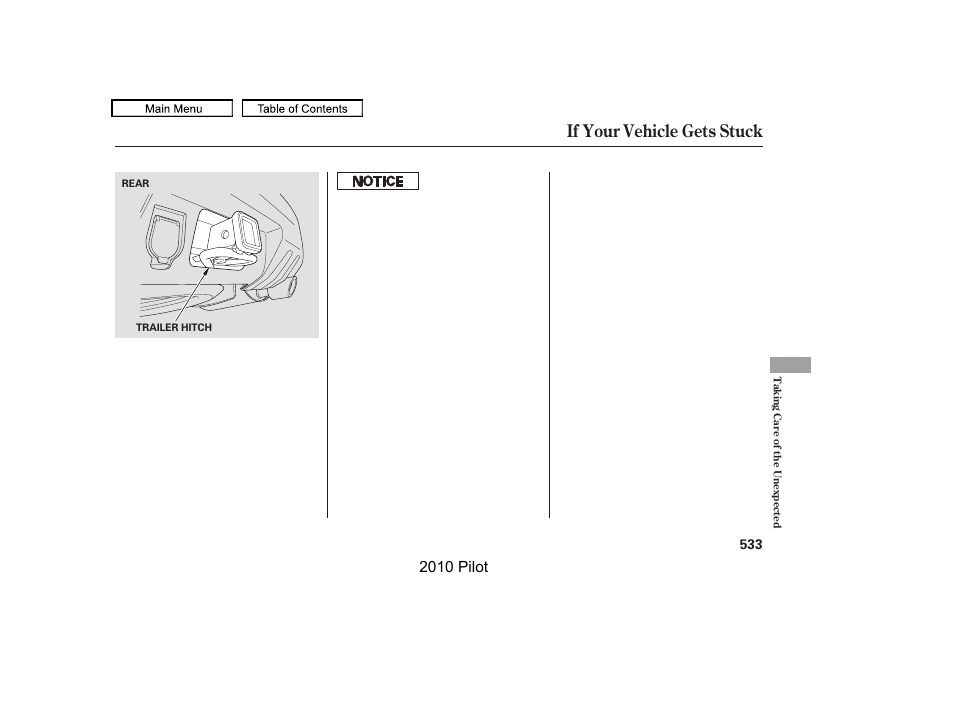 If your vehicle gets stuck, 2010 pilot | HONDA 2010 Pilot User Manual | Page 537 / 575