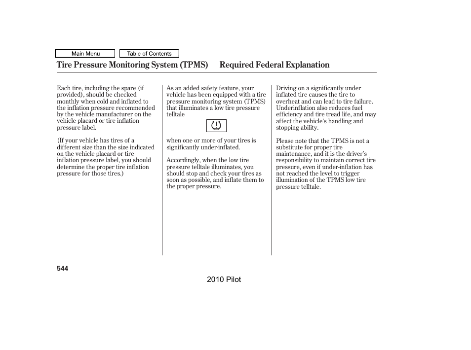 HONDA 2010 Pilot User Manual | Page 548 / 575