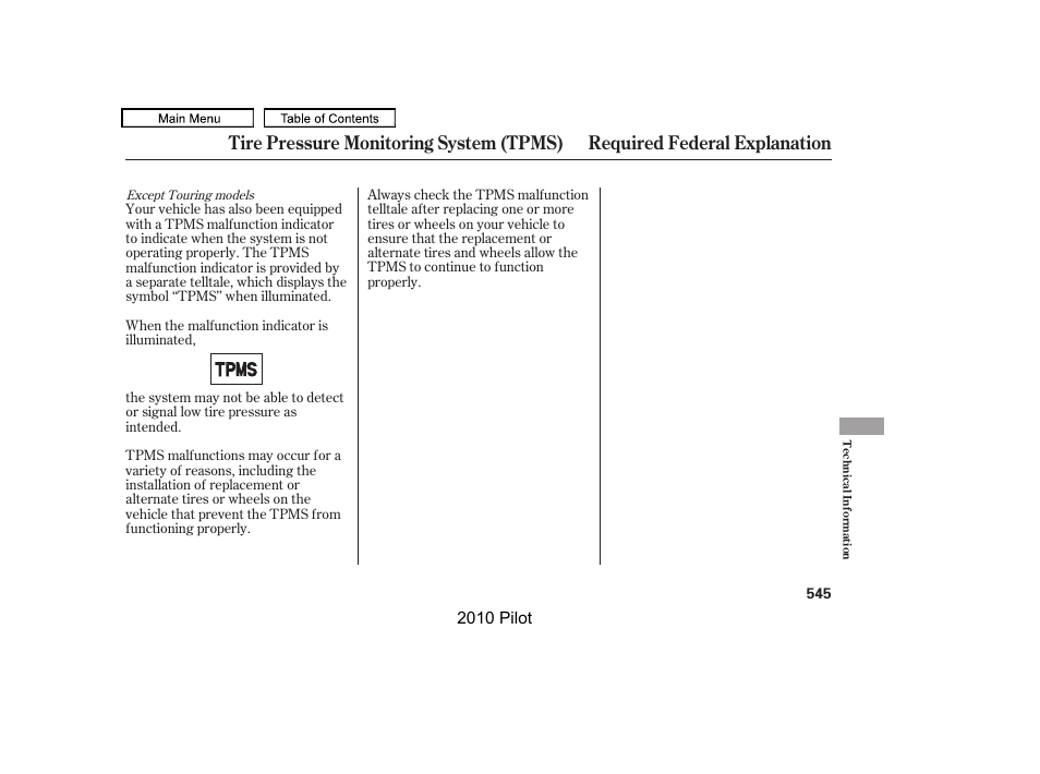 HONDA 2010 Pilot User Manual | Page 549 / 575