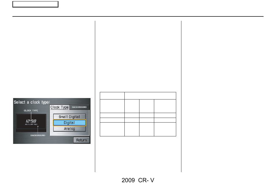 System setup, 2009 cr- v | HONDA 2009 CR-V Navigation User Manual | Page 74 / 151