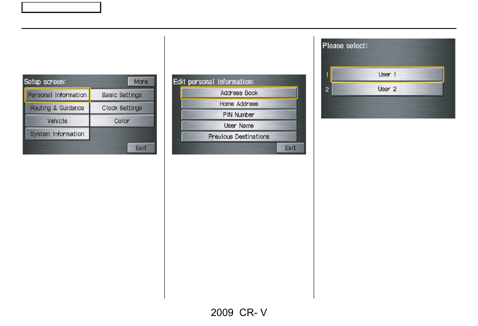 System setup, 2009 cr- v | HONDA 2009 CR-V Navigation User Manual | Page 75 / 151