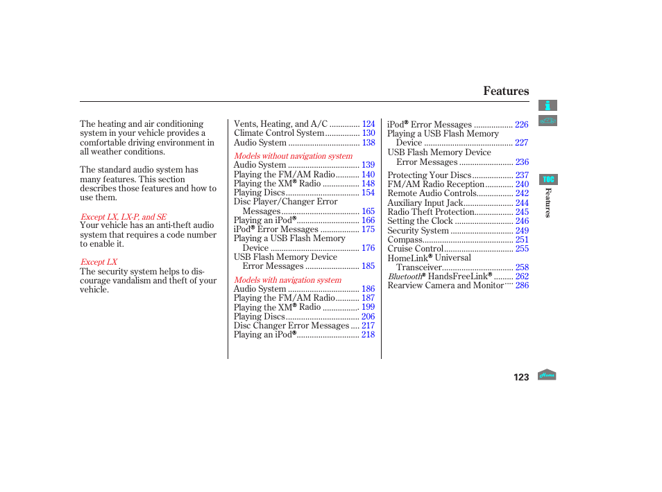 Features | HONDA 2012 Accord Sedan User Manual | Page 126 / 446