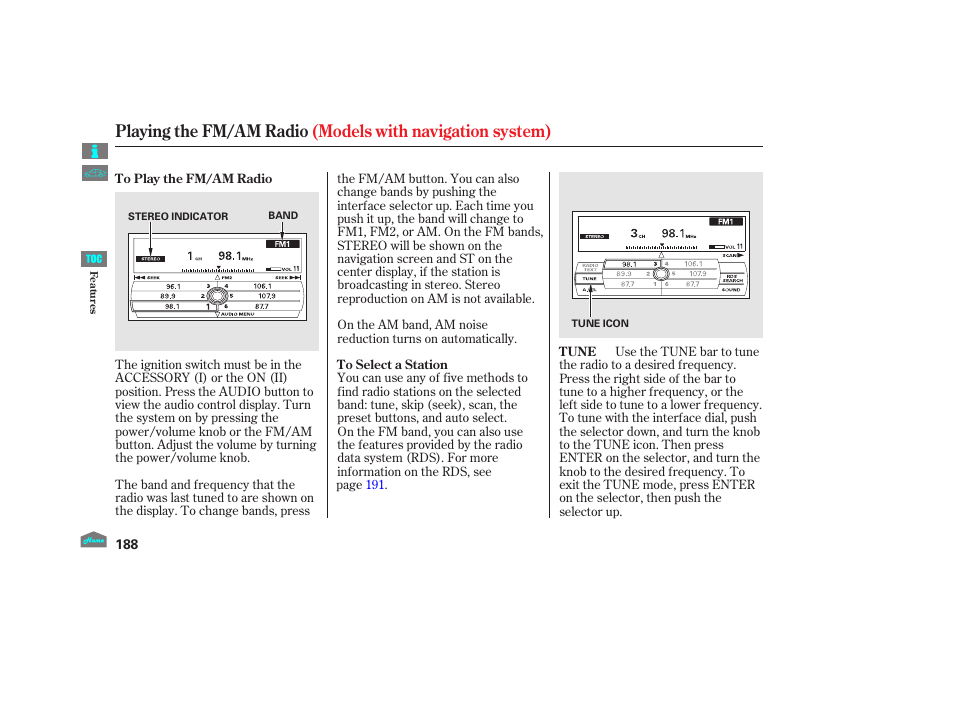 HONDA 2012 Accord Sedan User Manual | Page 191 / 446