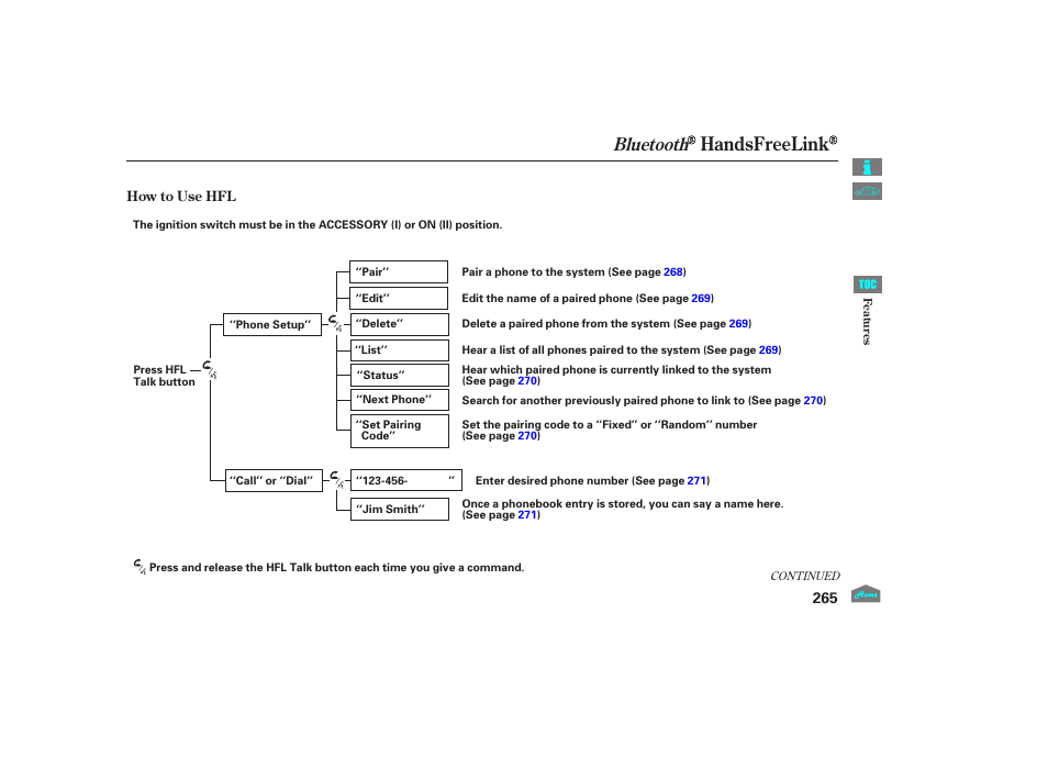 Handsfreelink, Bluetooth, 2012 accord sedan | HONDA 2012 Accord Sedan User Manual | Page 268 / 446