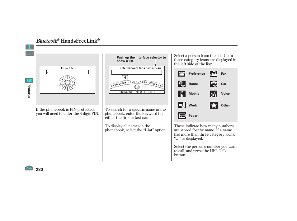 Handsfreelink, Bluetooth, 2012 accord sedan | HONDA 2012 Accord Sedan User Manual | Page 283 / 446