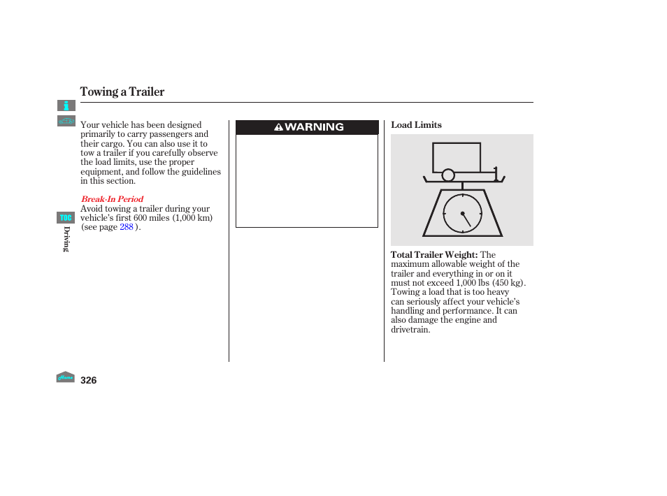 Towing a trailer | HONDA 2012 Accord Sedan User Manual | Page 329 / 446