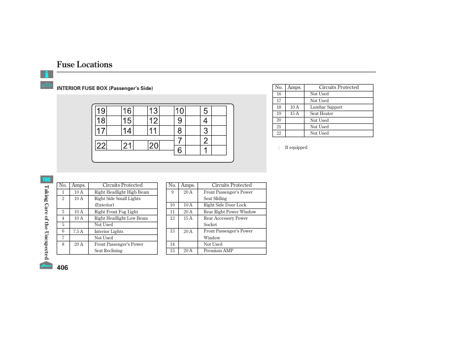 Fuse locations, 2012 accord sedan | HONDA 2012 Accord Sedan User Manual | Page 409 / 446