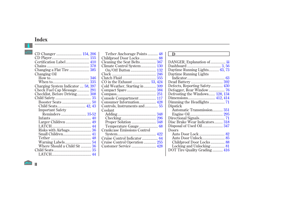 Index | HONDA 2012 Accord Sedan User Manual | Page 436 / 446