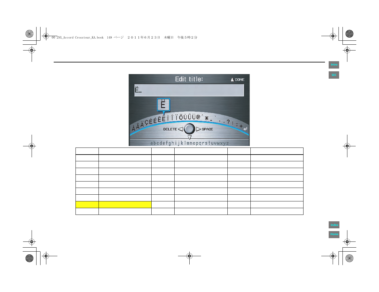 Voice command index | HONDA 2012 Accord Crosstour Navigation User Manual | Page 149 / 156