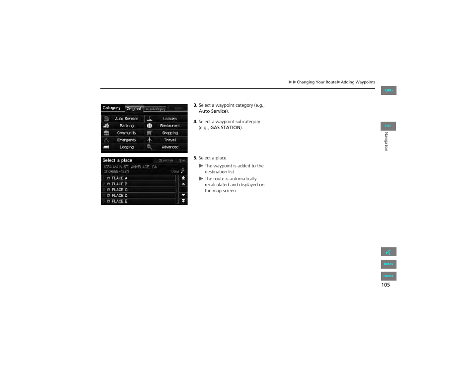 HONDA 2012 Civic Navigation User Manual | Page 106 / 204