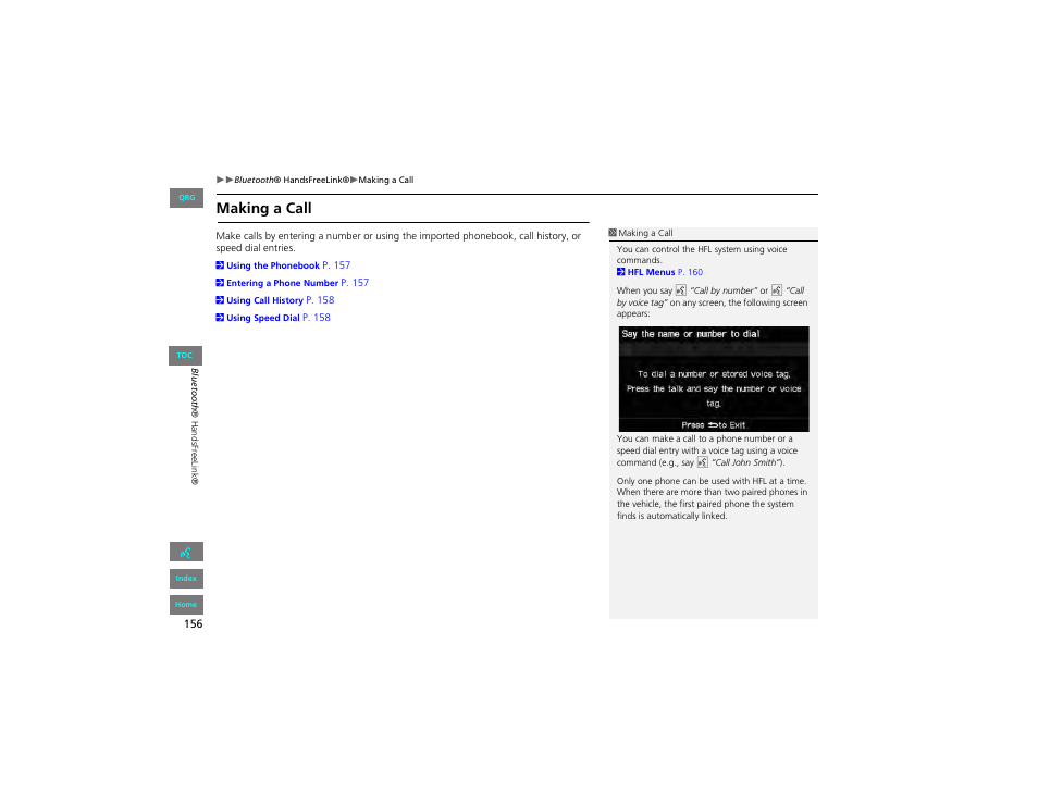 Making a call | HONDA 2012 Civic Navigation User Manual | Page 157 / 204