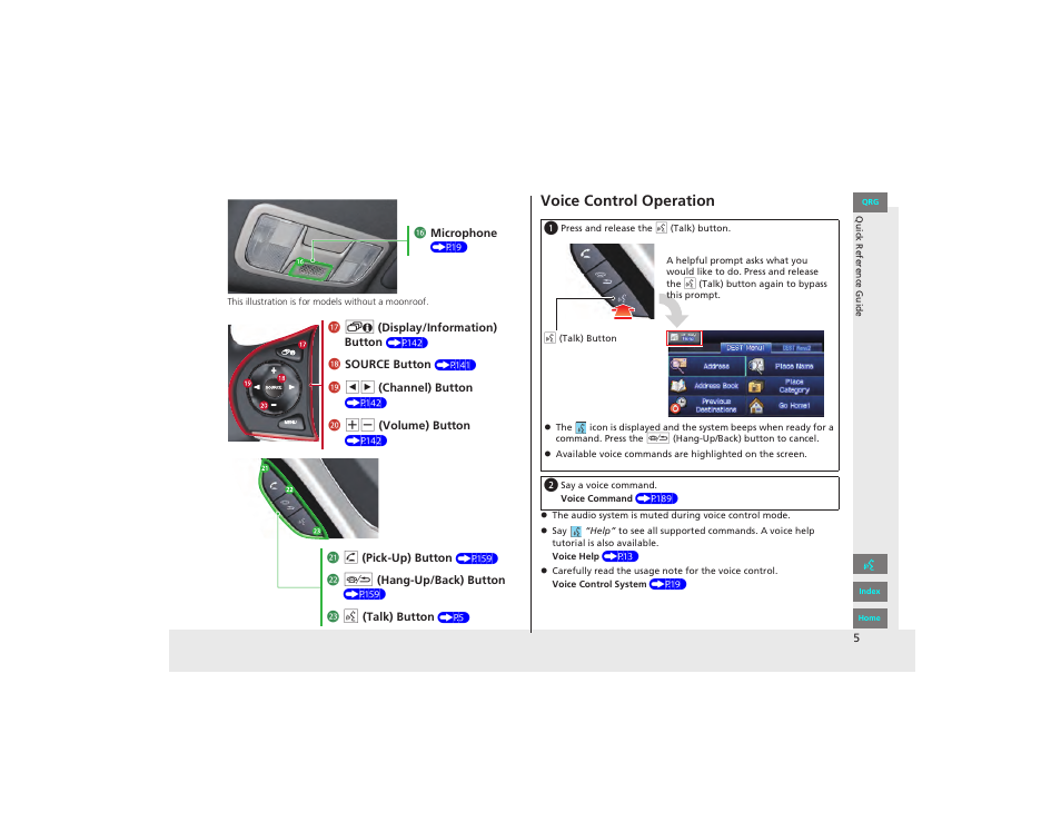 Voice control operation | HONDA 2012 Civic Navigation User Manual | Page 6 / 204