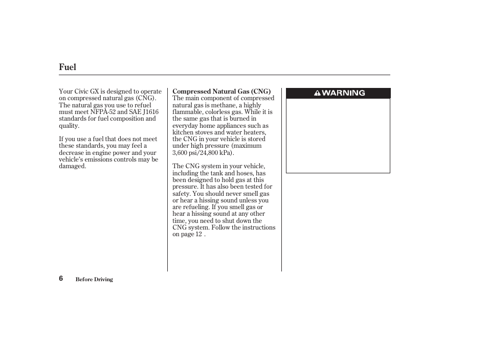 Fuel | HONDA 2010 Civic GX User Manual | Page 8 / 36