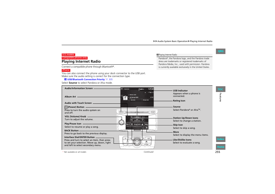 Playing internet radio | HONDA 2013 Accord Coupe User Manual | Page 256 / 554