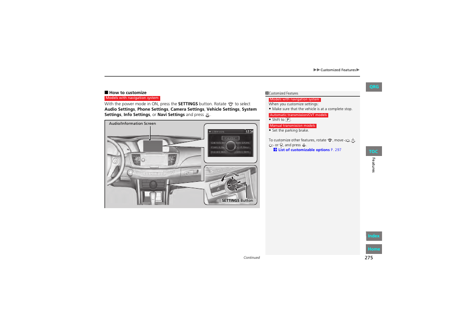 HONDA 2013 Accord Coupe User Manual | Page 276 / 554