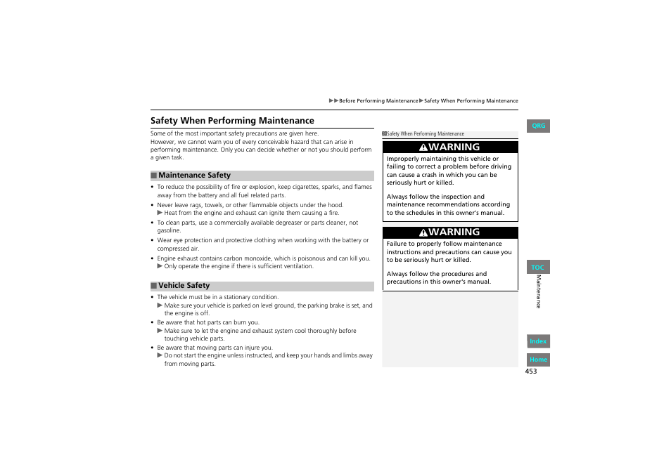 Warning | HONDA 2013 Accord Coupe User Manual | Page 454 / 554