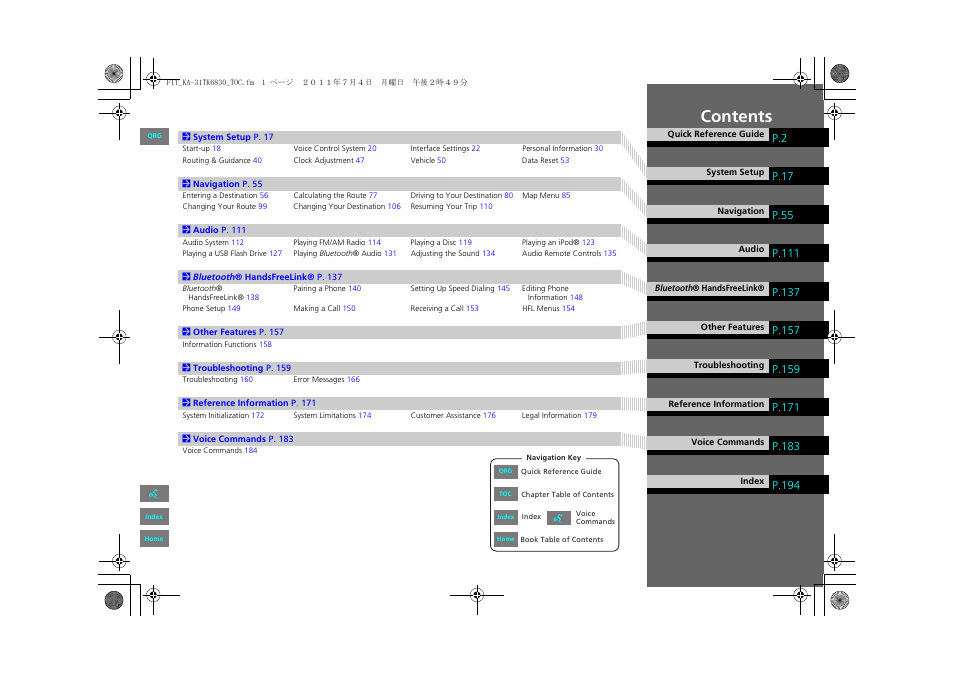 HONDA 2013 Fit Navigation User Manual | Page 2 / 198