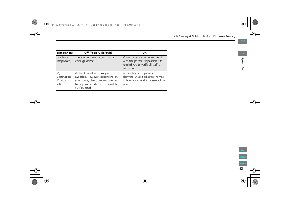 HONDA 2013 Fit Navigation User Manual | Page 44 / 198